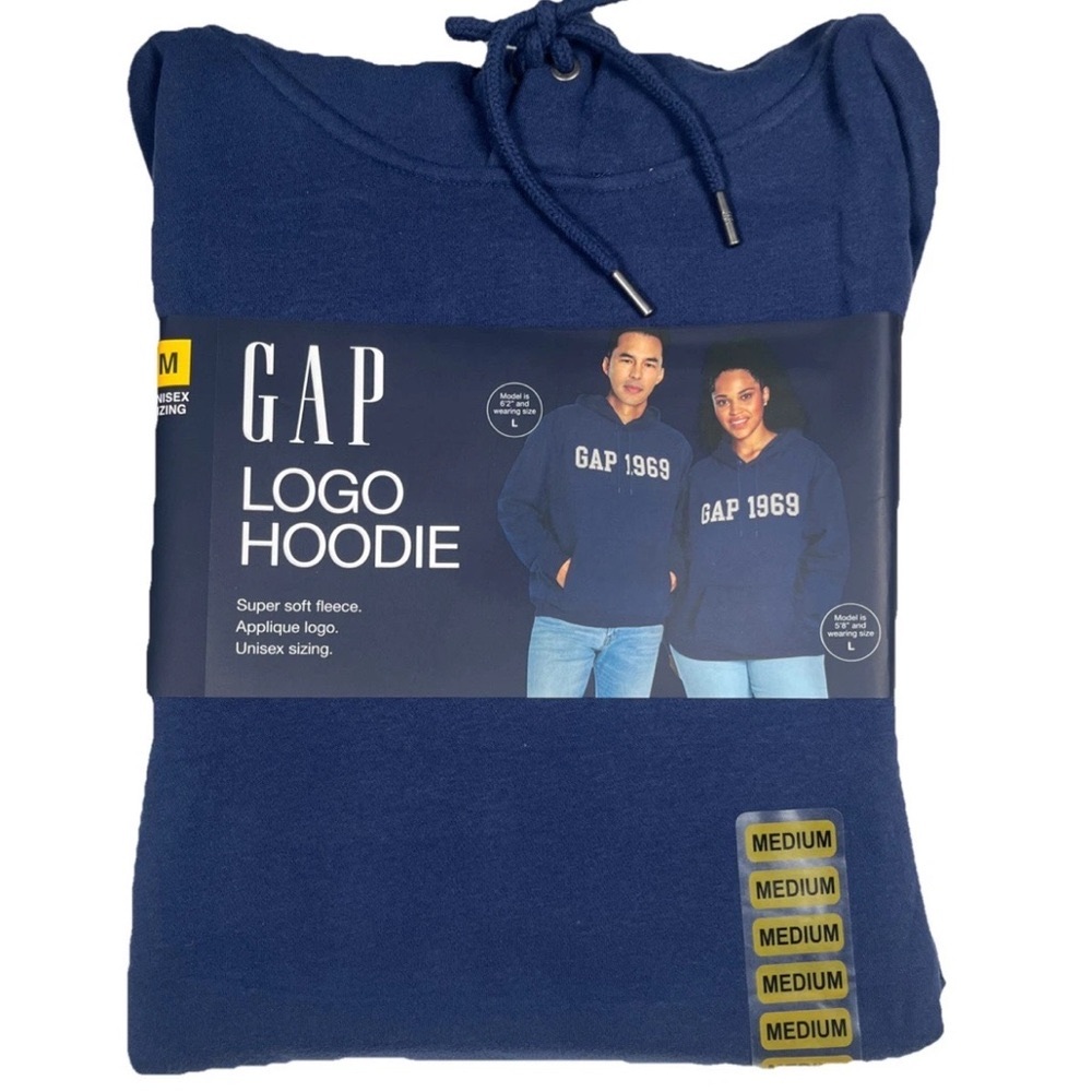 NEW GAP Logo Hoodie Unisex Size Soft Varsity Style Embroidered Blue